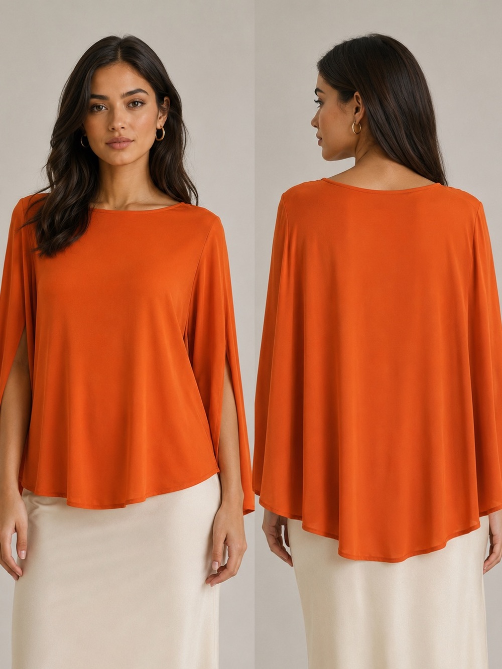 REBA Danielle Orange Cape Sleeve Blouse Split Sleeve Top Plus Size 2X 3X NWT